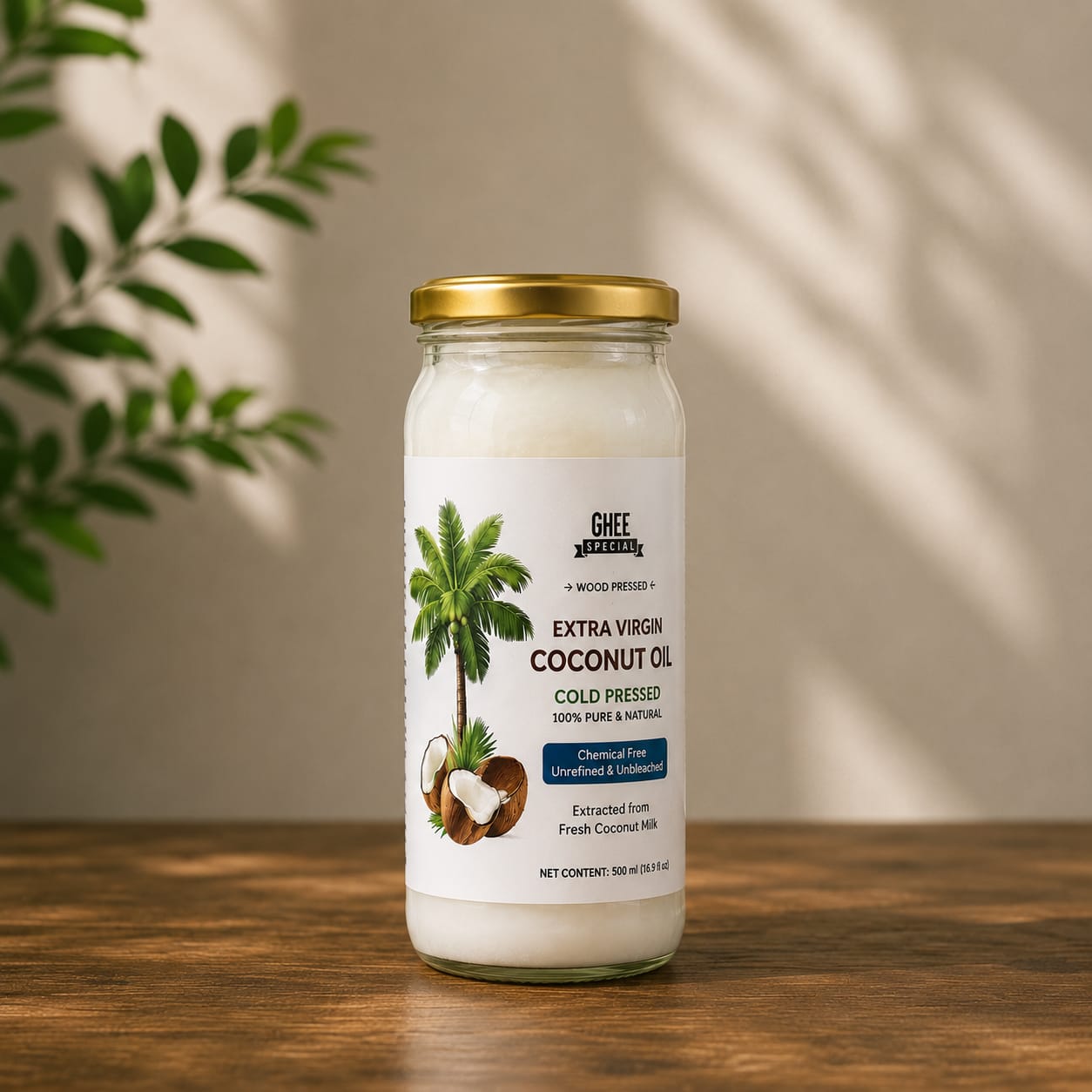 Cold Press Coconut Oil(glass jar)